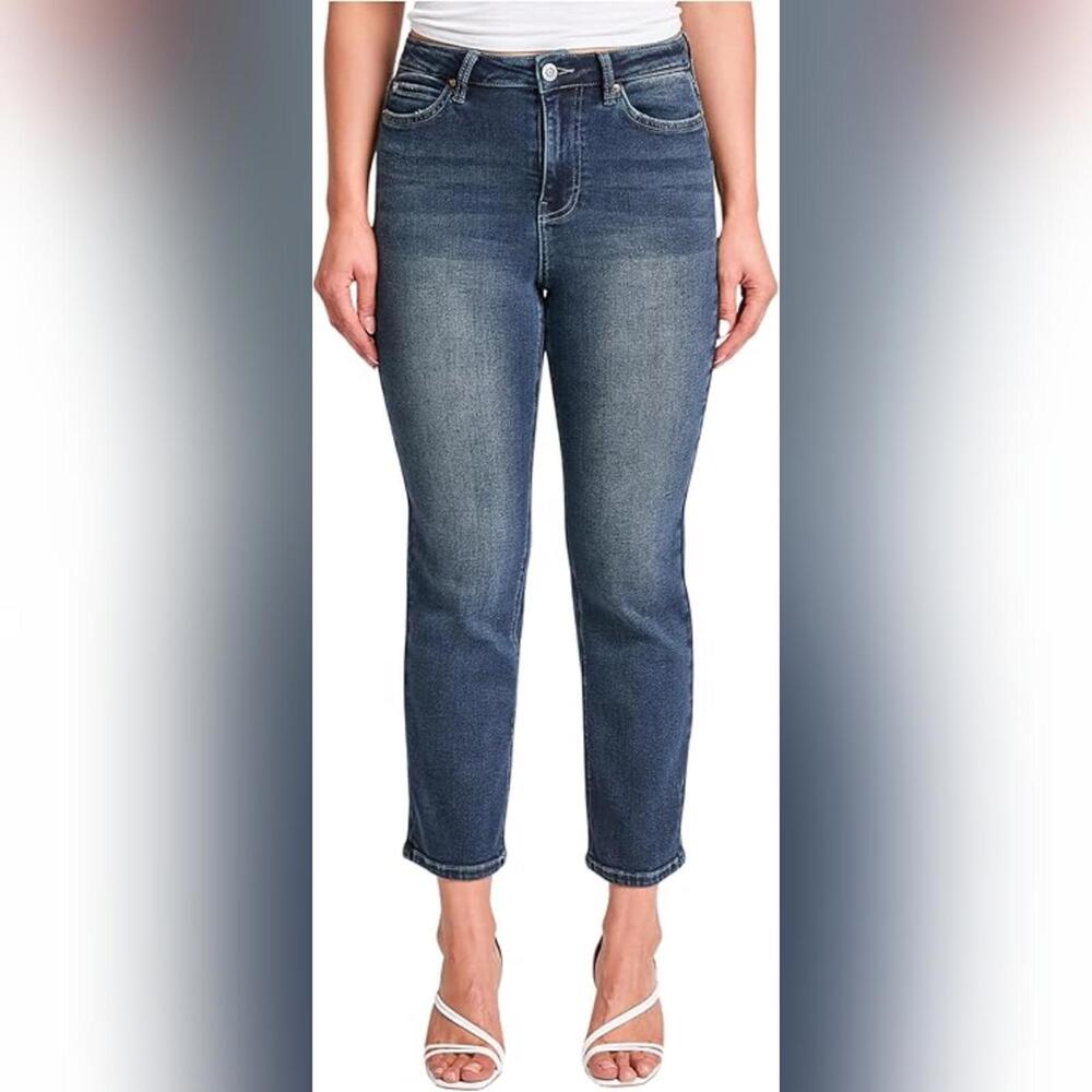 NWT YMI Women's High Rise Vintage Cropped Stretch Straight Leg Jeans, Juniors 7